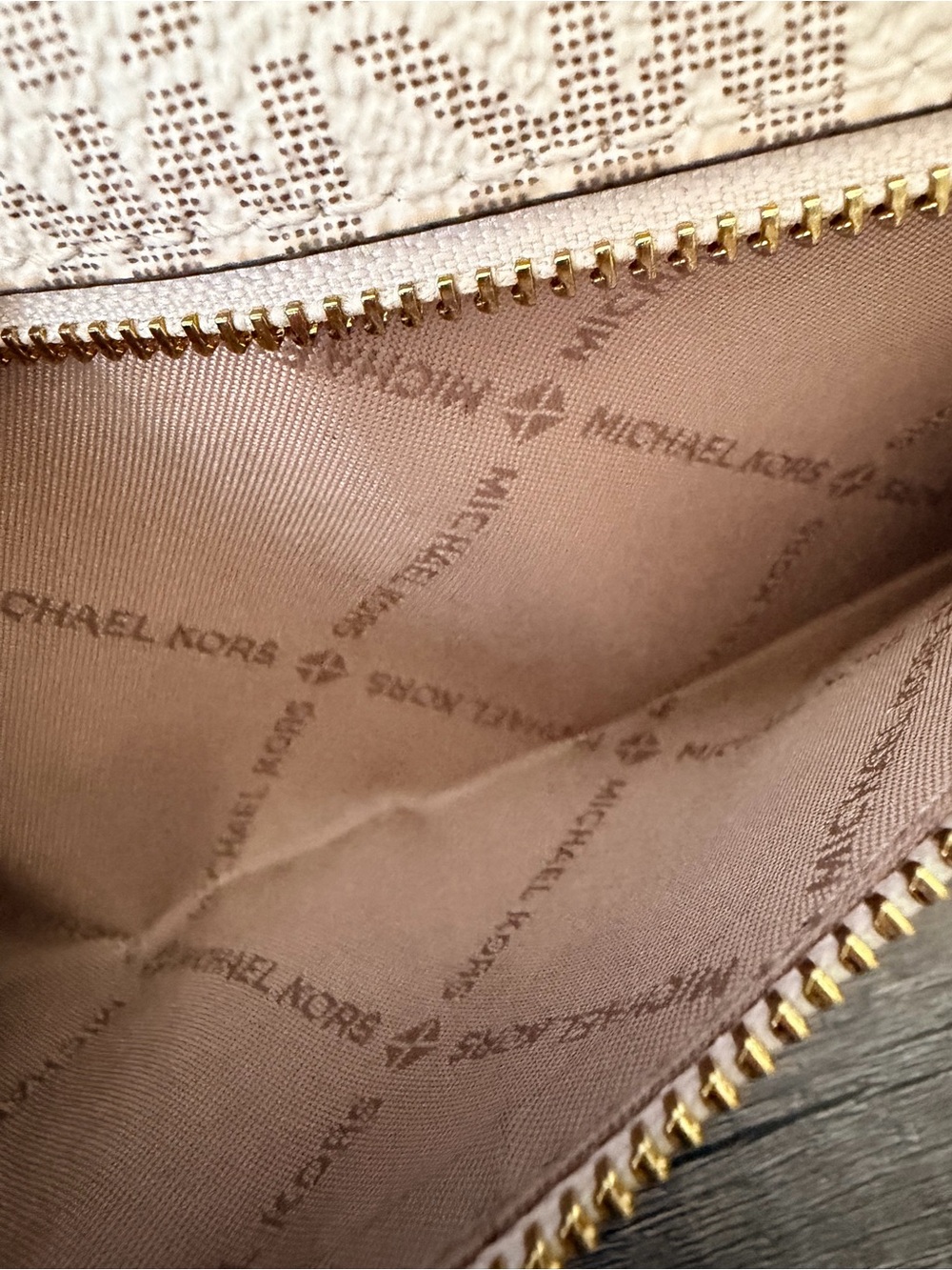 Michael Kors Beige Logo Continental Wallet with Gold Hardware - Picture 4 of 4